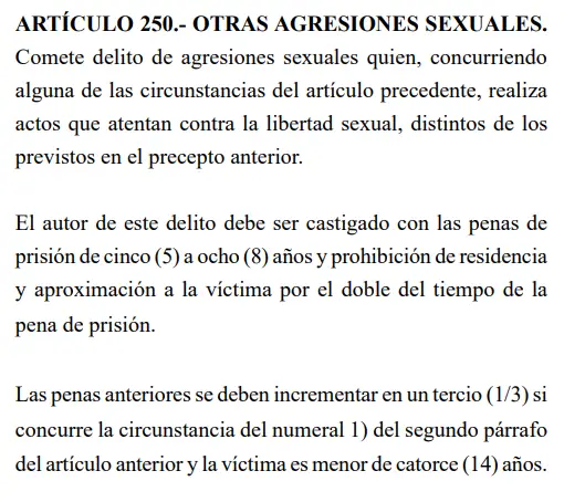 Código Penal sobre el delito de otras agresiones sexuales