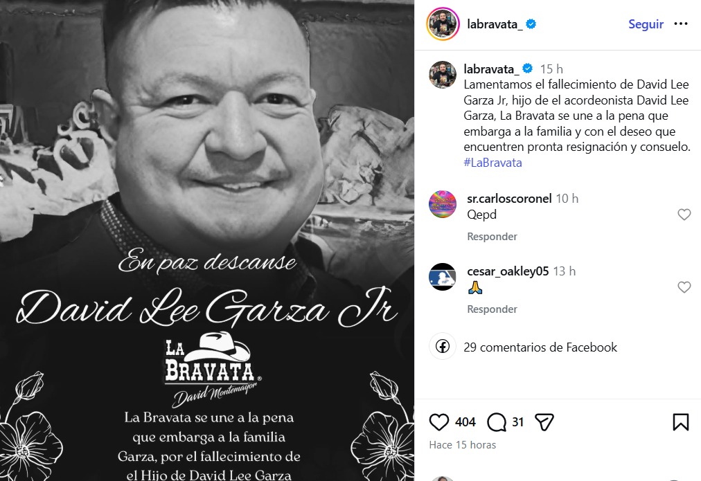 Muere hijo de David Lee Garza