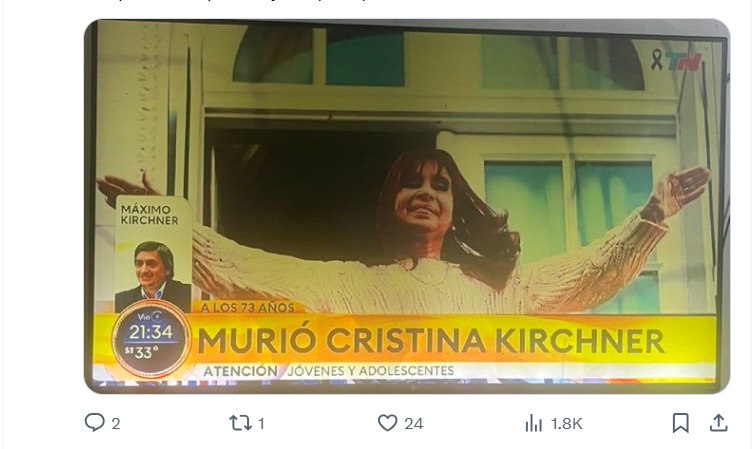 Es cierto que Cristina Kirchner murió