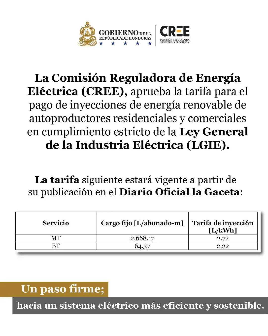 Comunicado de la CREE sobre pago de energía solar de autoproducción 