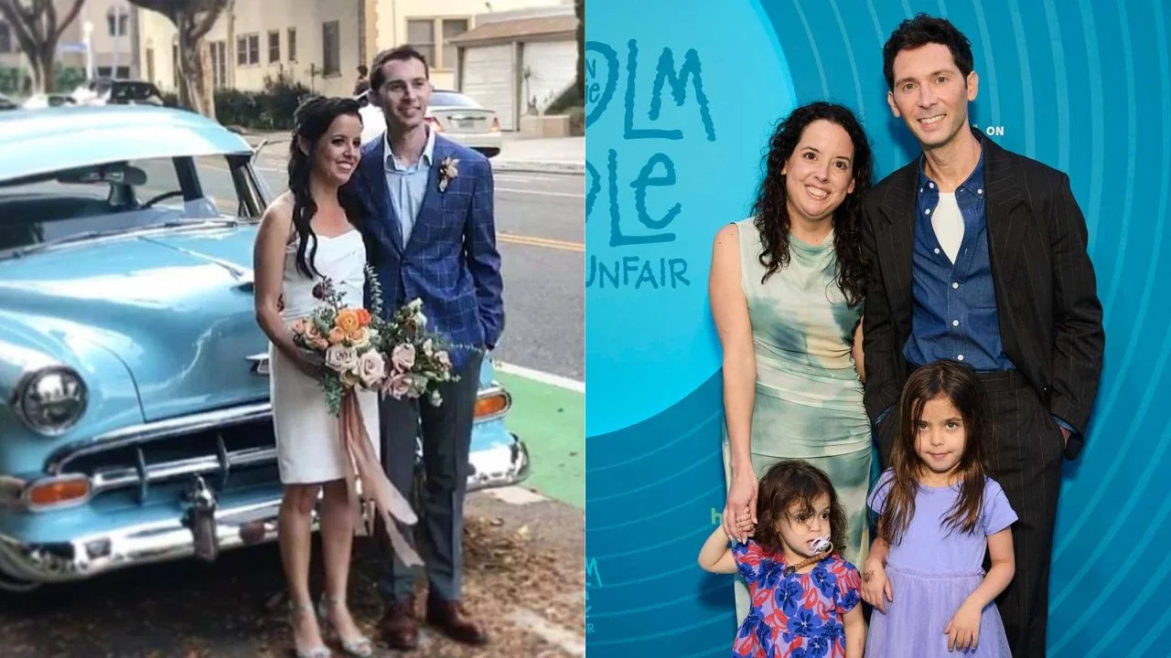 Justin Berfield, su esposa Liza Almeida y sus hijas.