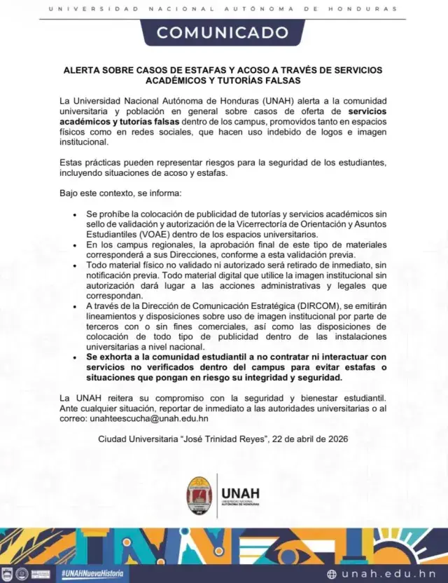 Comunicado UNAH