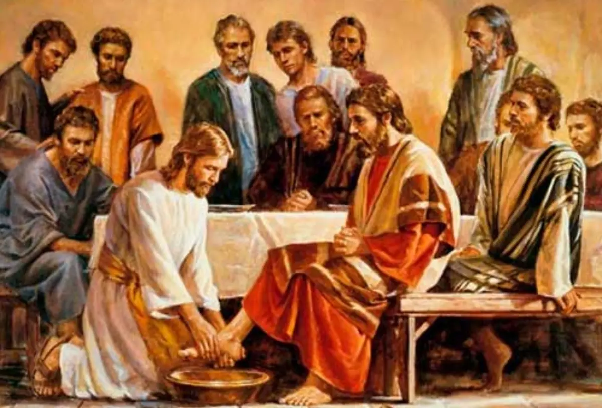 imagen referencia de Jesús lavando pies