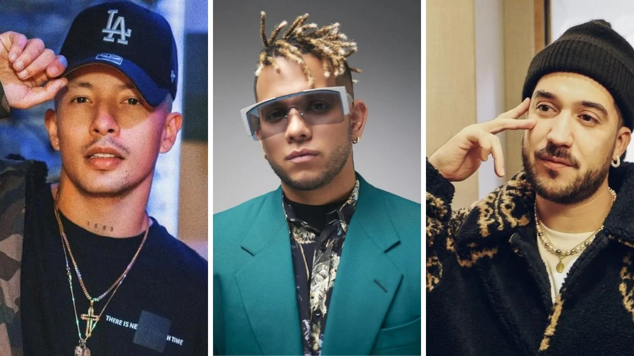 Collage de fotos en la que sale una foto de Dj Chez Tom, Ovy on the Drums y Bull Nene, quienes han sido parejas de Karol G