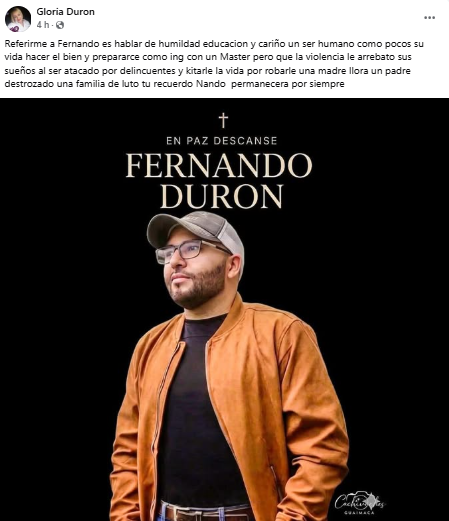 Mensaje por el asesinato del ingeniero en la colonia Kennedy