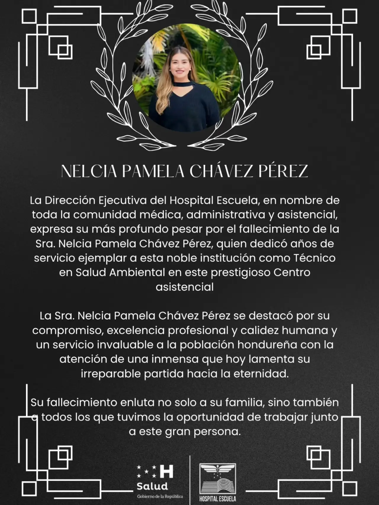 Pronunciamiento del Hospital Escuela por la muerte de Nelcia Chávez