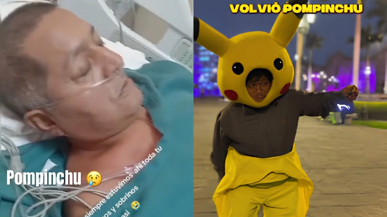 Alonso Gonzáles Mendoza en el hospital y con su disfraz de Pompinchu .