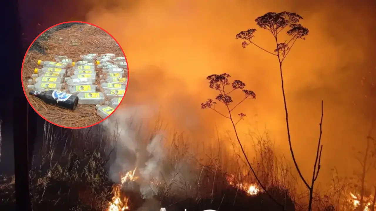 Imagen de Con aguardiente habrían provocado incendio en La Montañita; drones captan a sospechosos