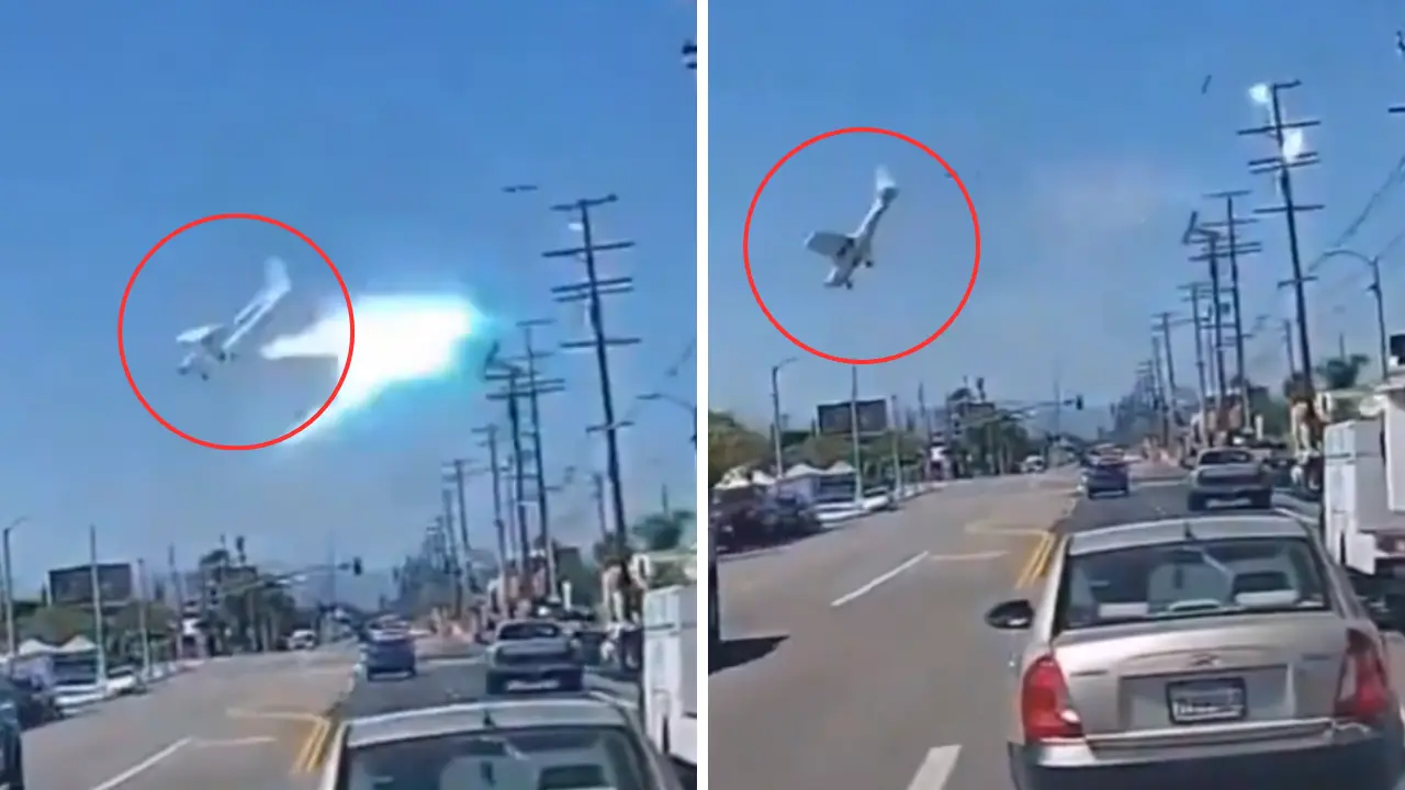 Imagen de Avioneta choca contra cables de alta tensión y se estrella en un parqueo