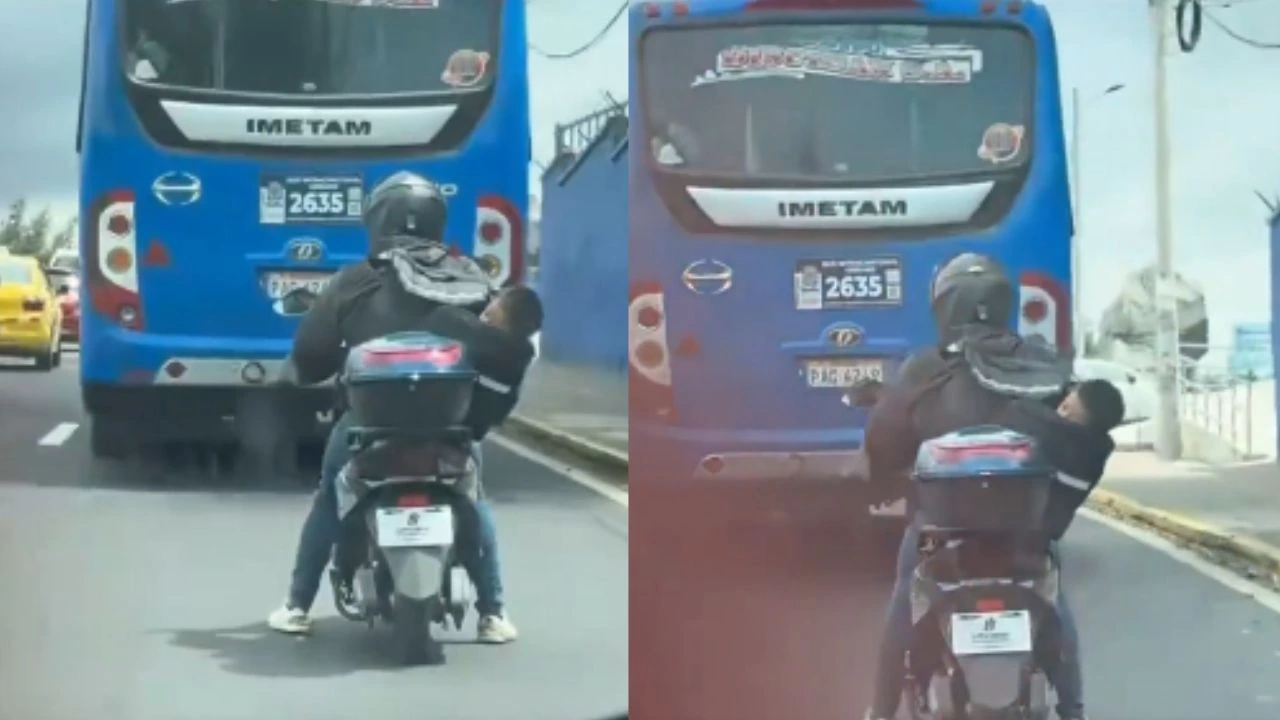 Imagen de Video: captan a motociclista transportando a un bebé en mochila de delivery