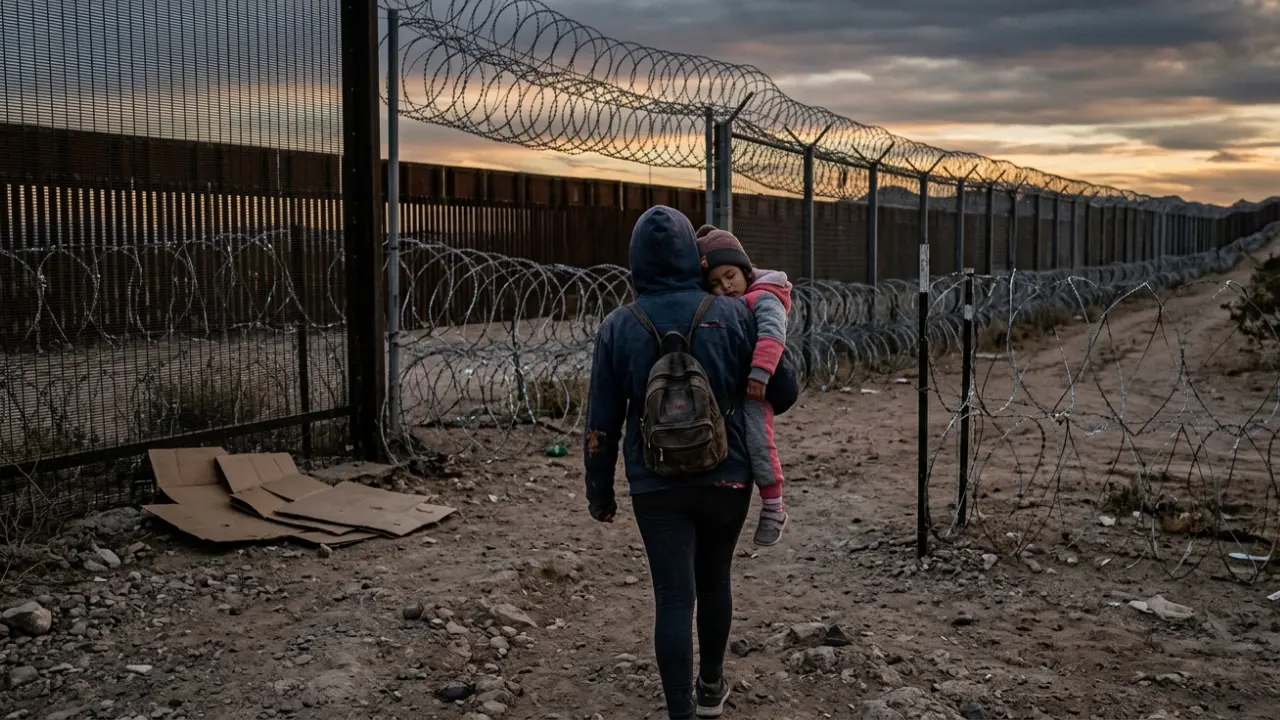 Imagen de Video: Desesperado cruce de una madre con su hija bajo alambres en la frontera
