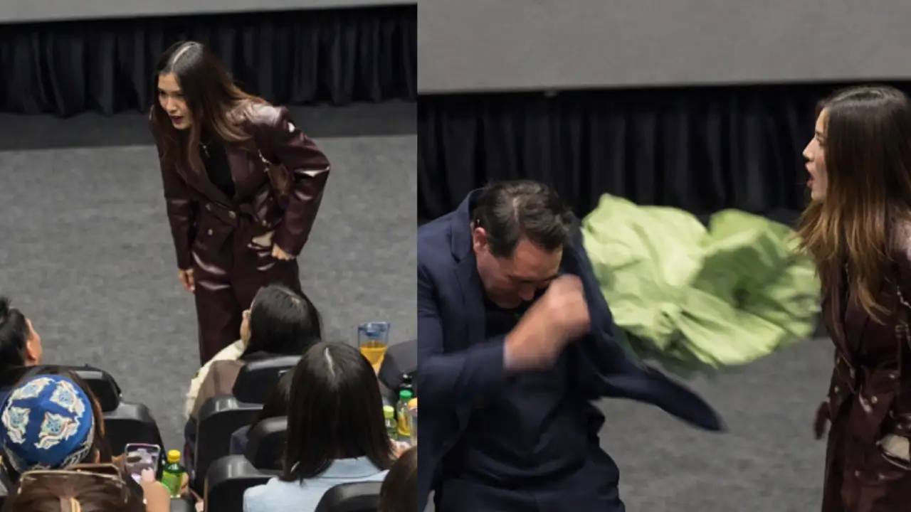 Imagen de VIDEO: Mujer golpea a su esposo tras encontrarlo con la amante en el cine