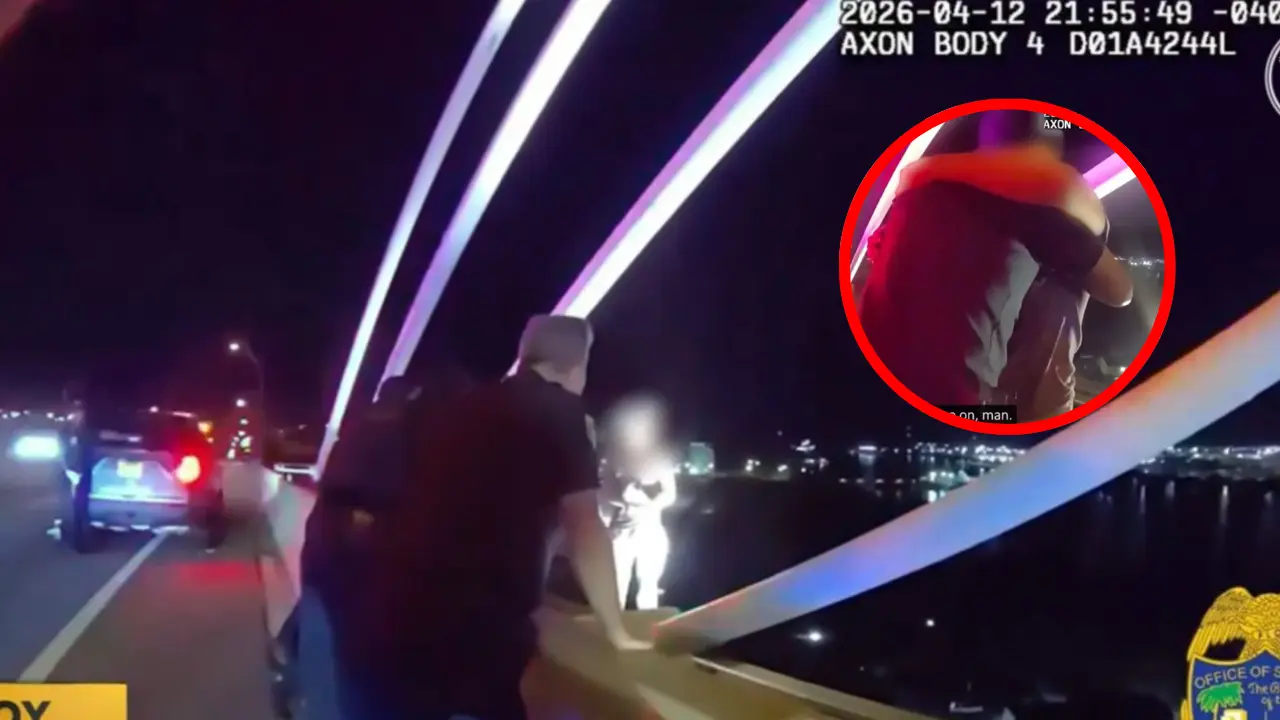 Imagen de VIDEO: Policía reza y le salva la vida sobre un puente a un joven en Florida
