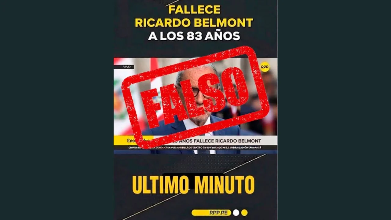 Publicación de noticia falsa sobre la muerte de Ricardo Belmont.