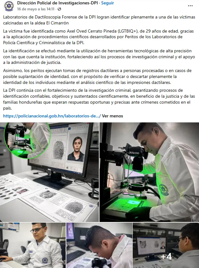 Informe de la DPI sobre Tatiana, víctima del crimen en El Cimarrón 