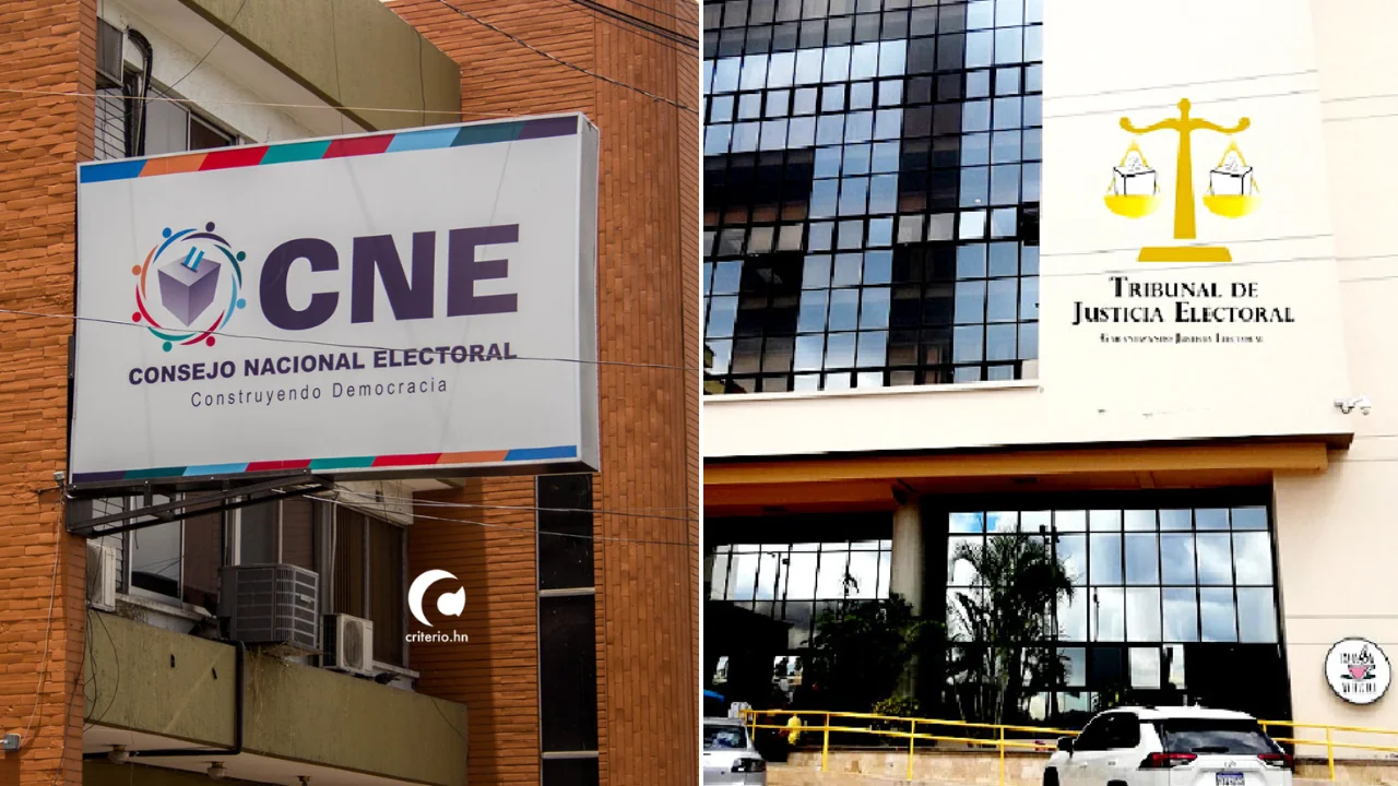 Fachada y logo del CNE y del TJE. Congreso
