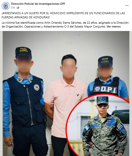 hombre detenido por la muerte del militar hondureño