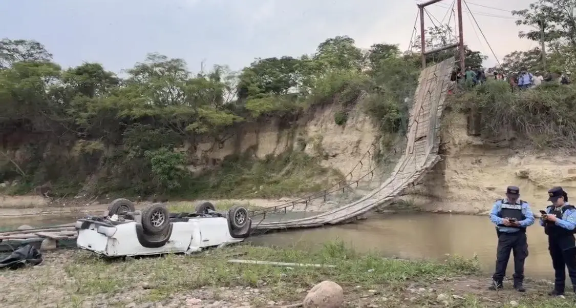 colapso de puente hamaca en Ocotepeque 