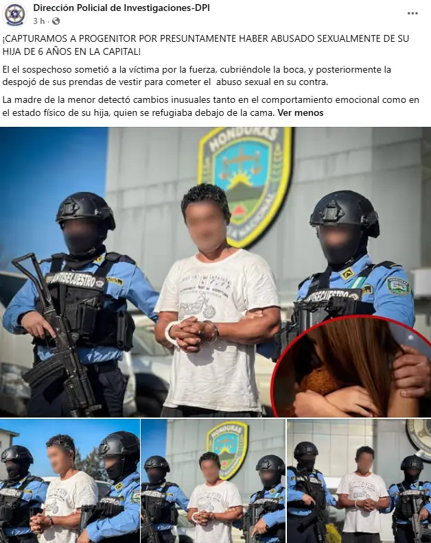Foto del hondureño acusado por abusar de su hija en Tegucigalpa 