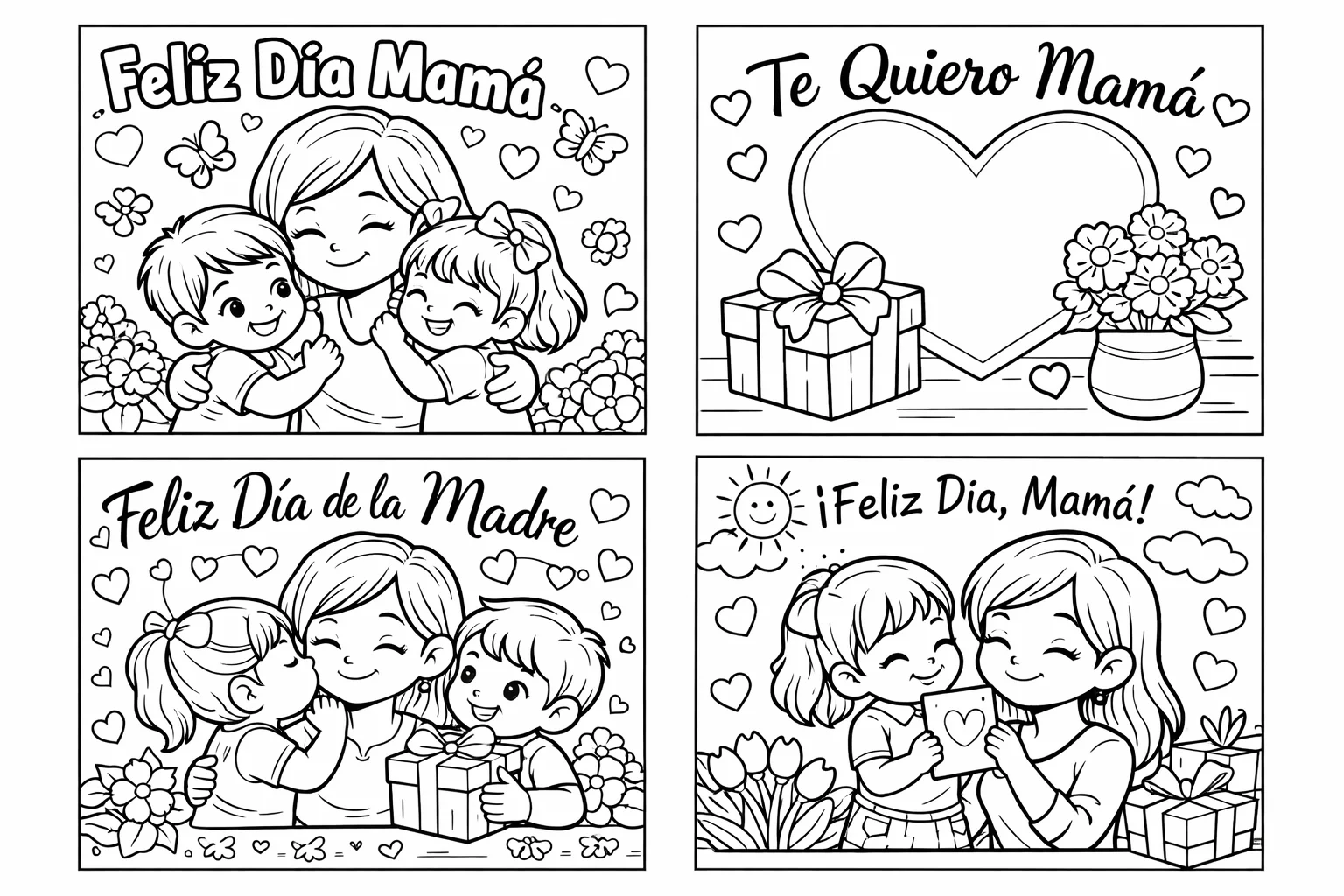Dibujos del Día de la Madre para imprimir y colorear.
