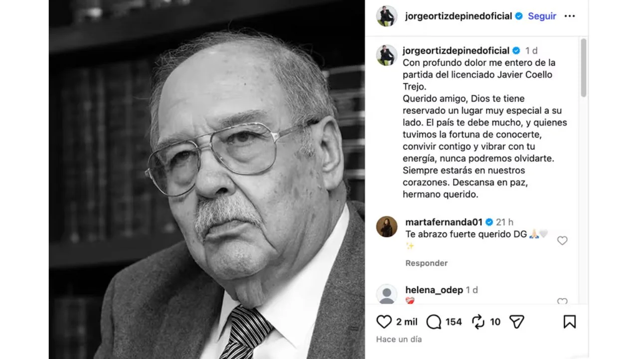 Publicación de Jorge Ortiz de Pinedo despidiendo a Javier Coello Trejo