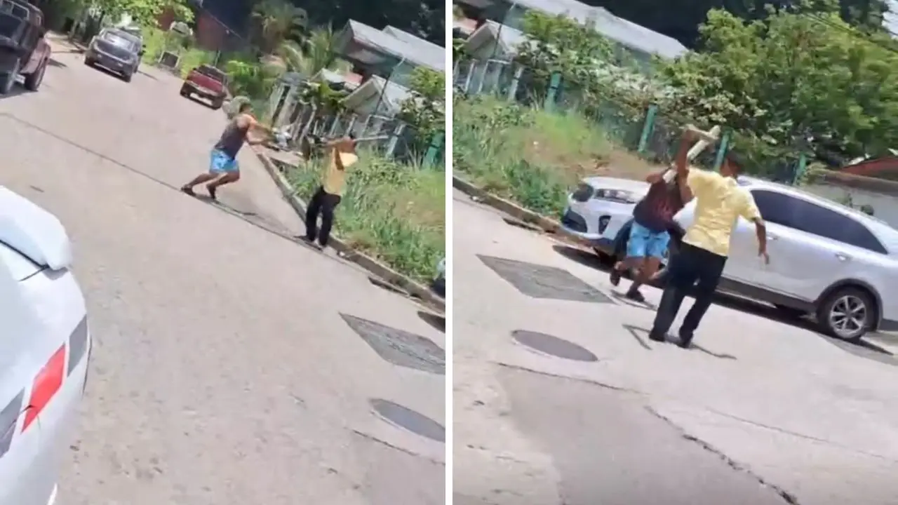 Hombres pelea en Tela