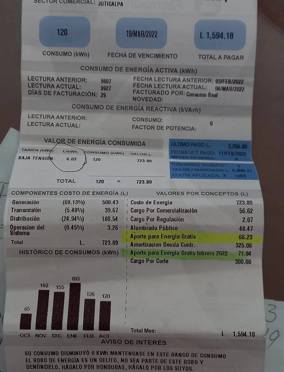 factura de energía