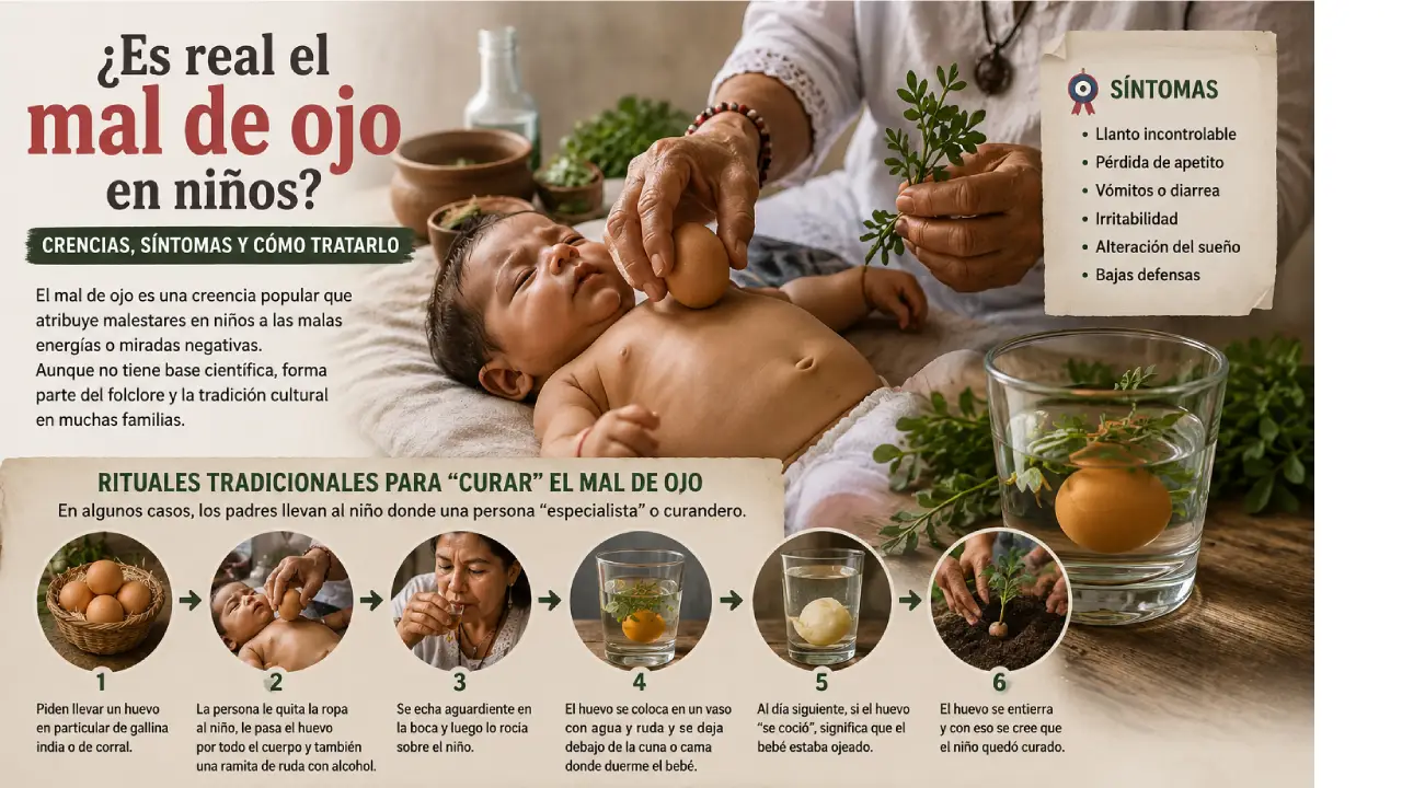 Imagen creada con IA relacionada con rituales para sacar el mal de ojo a niños