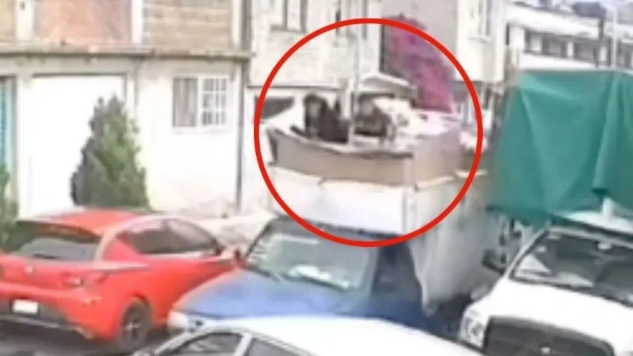 Imagen de Captan a familia cayendo de una camioneta tras choque con otro auto
