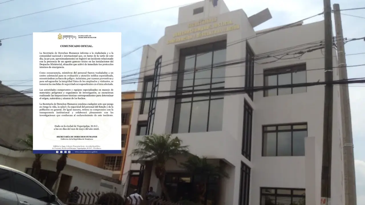 Gas tóxico provoca desalojo en Secretaría de Derechos Humanos en Tegucigalpa