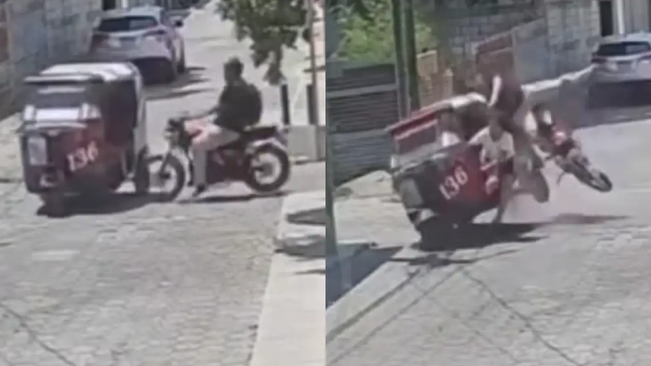 Imagen de Video: Motociclista 'vuela' tras impactar mototaxi conducida por una mujer