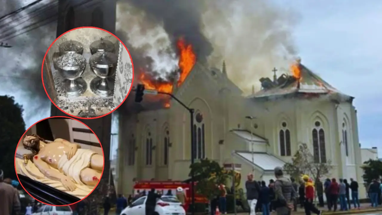 Fuego consume histórica iglesia católica, pero objetos sagrados aparecen intactos Imagen de Fuego consume histórica iglesia católica, pero objetos sagrados aparecen intactos