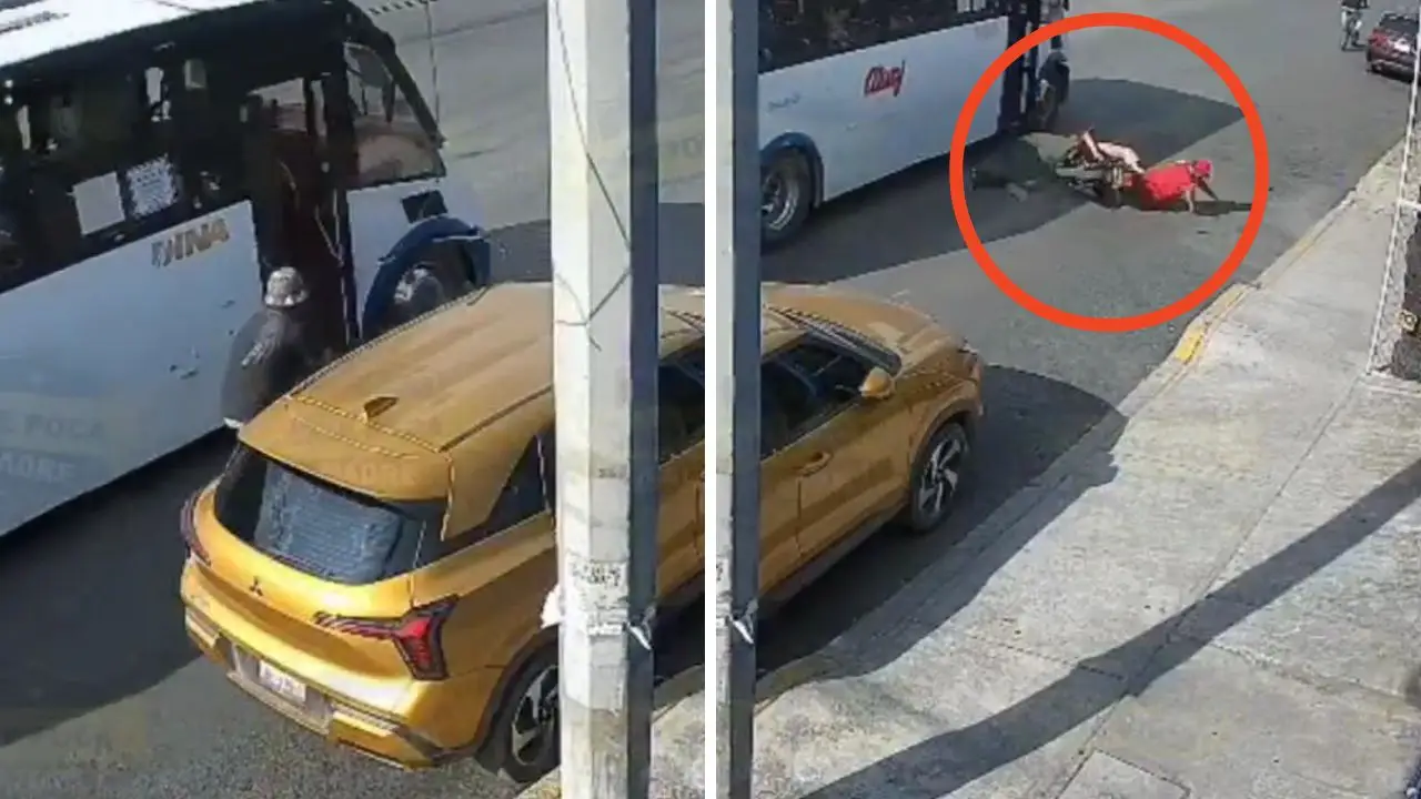 Imagen de VIDEO SENSIBLE: Motociclista atropella a hombre al bajar de un autobús