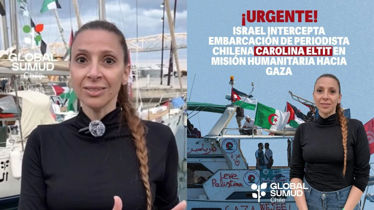 Carolina Eltit vestida de negro y la noticia de su captura en Israel