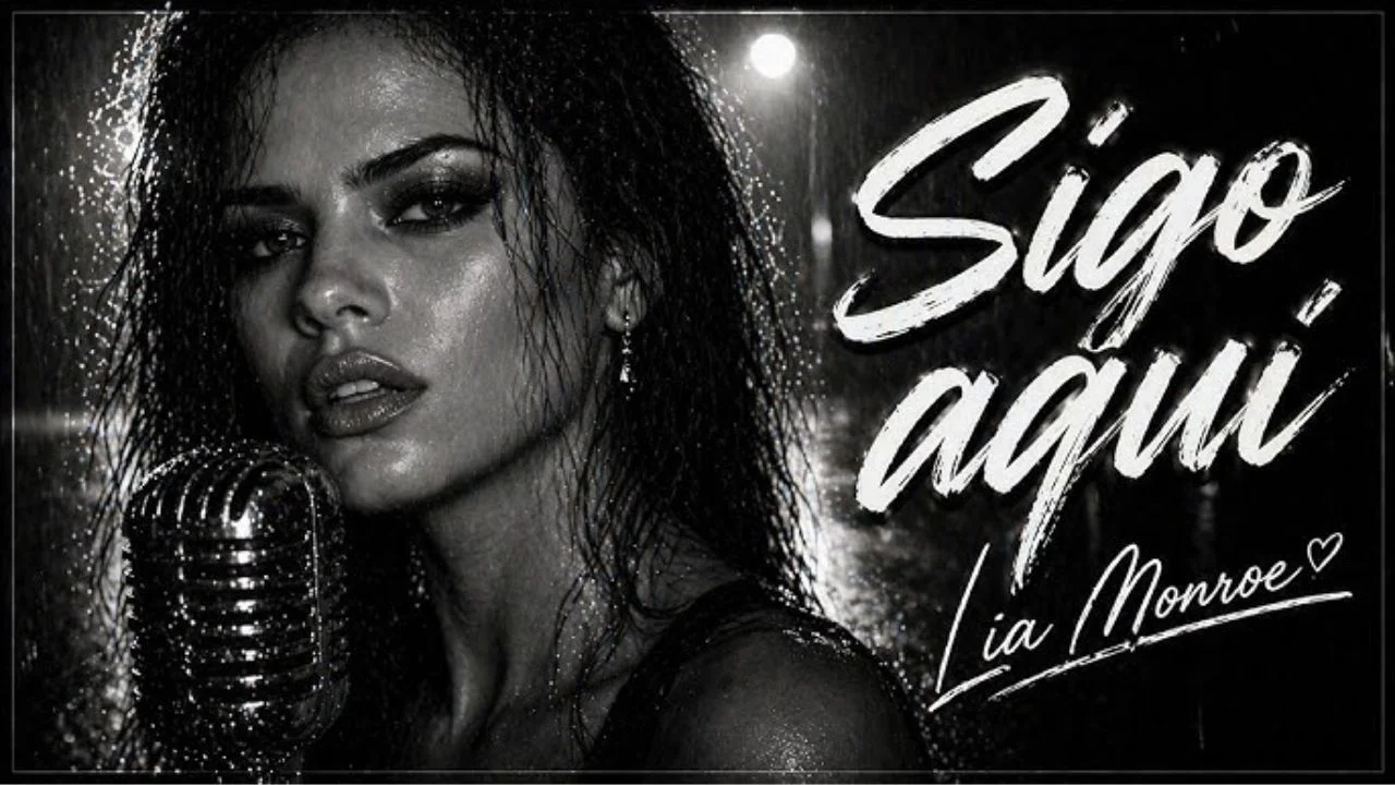 Portada de la canción "Sigo Aquí" de Lia Monroe.