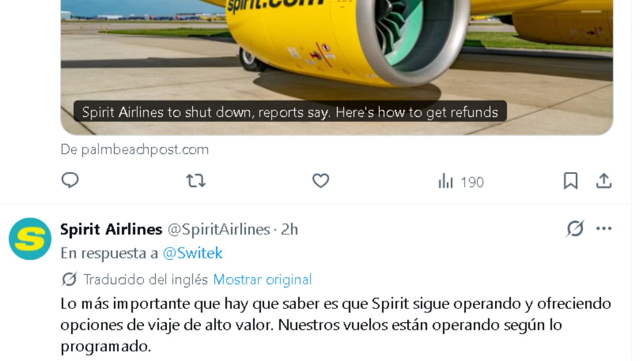 redes sociales de Spirit