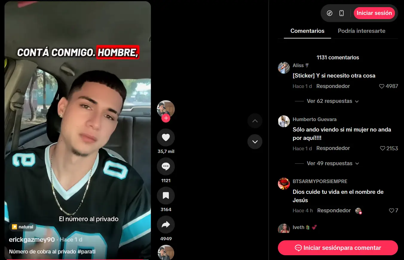 Foto del tiktok del taxista sampedrano