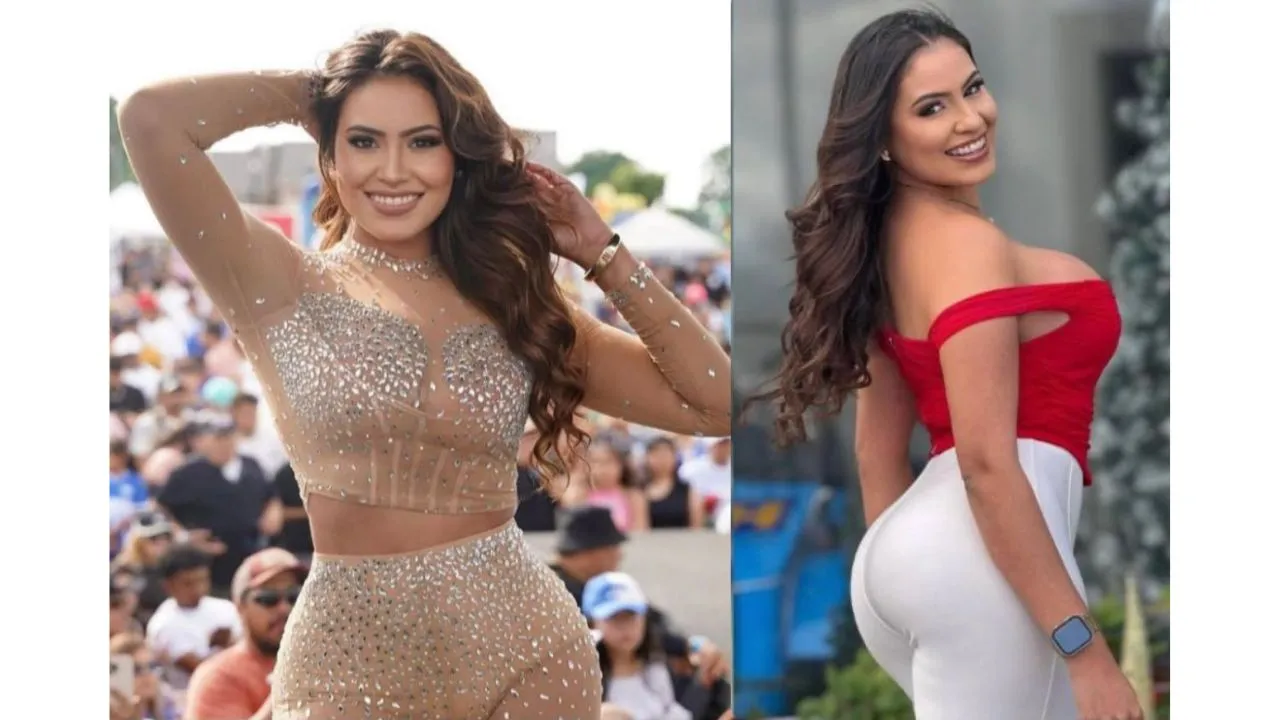 Alejandra modelando cuando es presentadora y cuando crea contenido.