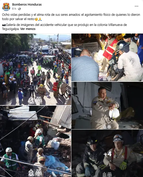 Posteo de los Bomberos tras tragedia en Villa Nueva