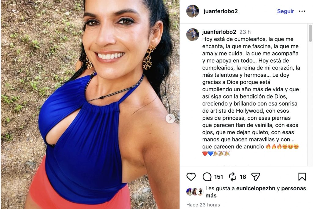 Publicación de Juan Fernando Lobo, esposo de la chef Sandra.