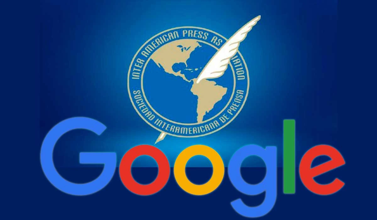Logo de Google y de la Sociedad Interamericana de Prensa.