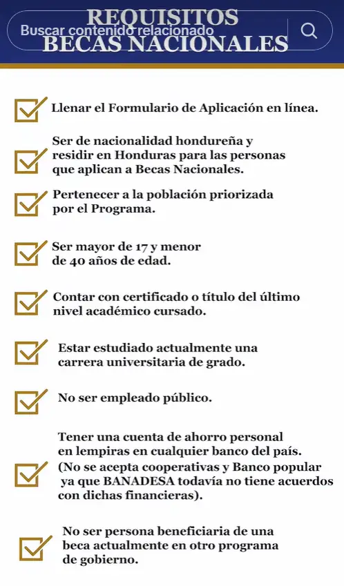 requisitos para la convocatoria de becas en Honduras