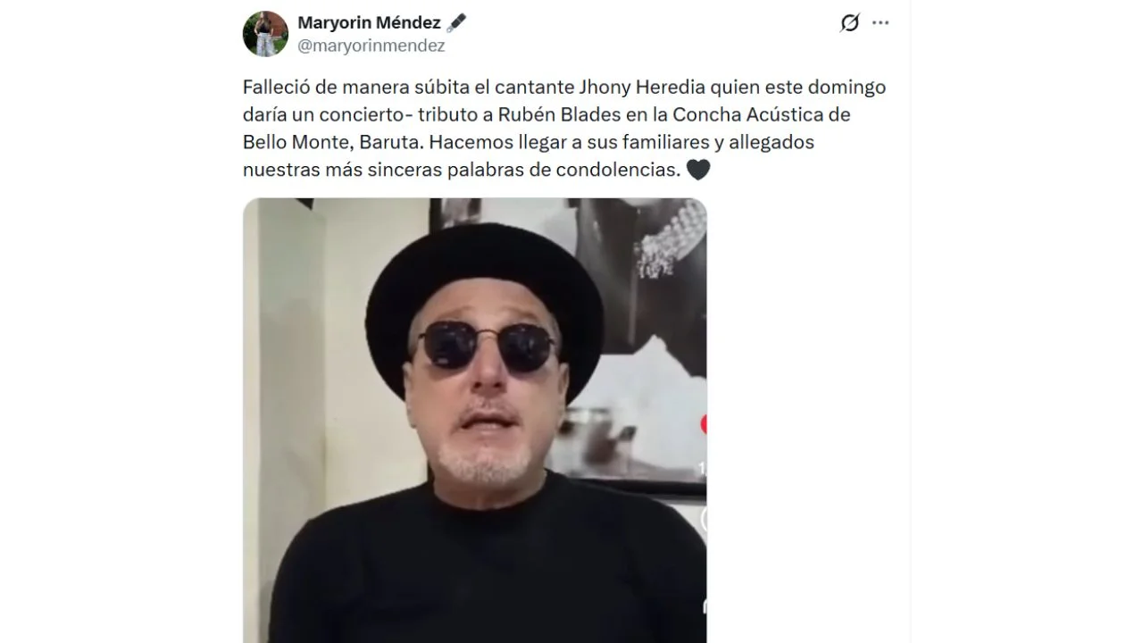Anuncio de la muerte de Jhony Heredia, conocido como el doble de Rubén Blades.