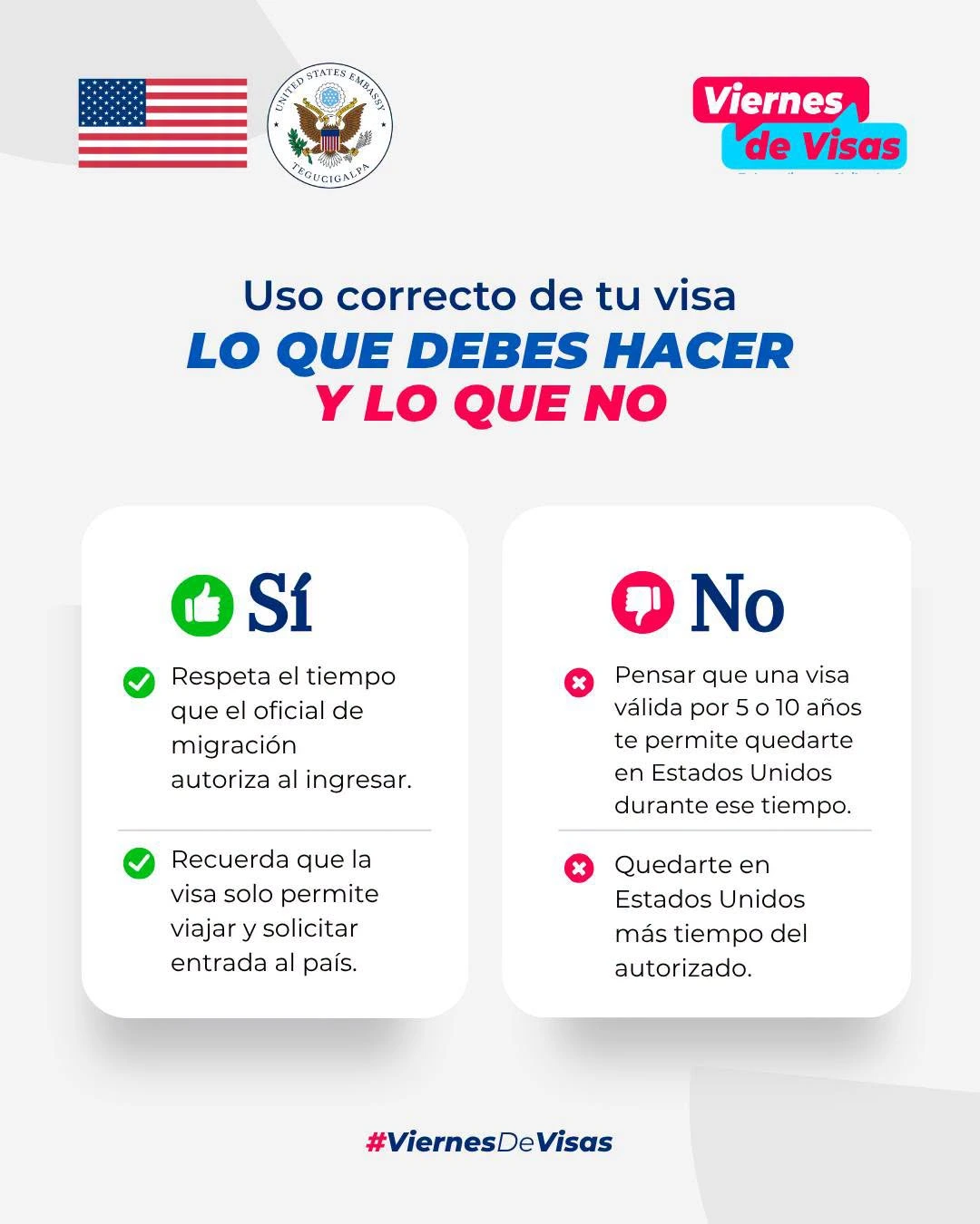 Publicación de la embajada de EEUU.