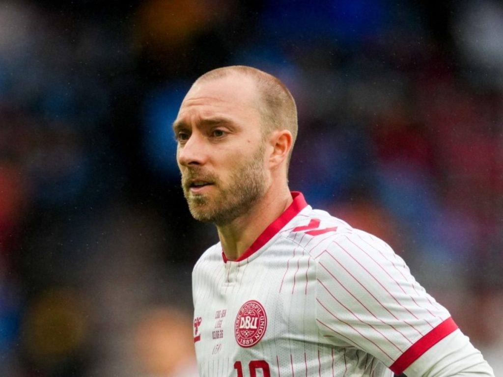 Christian Eriksen durante un partido con Dinamarca.