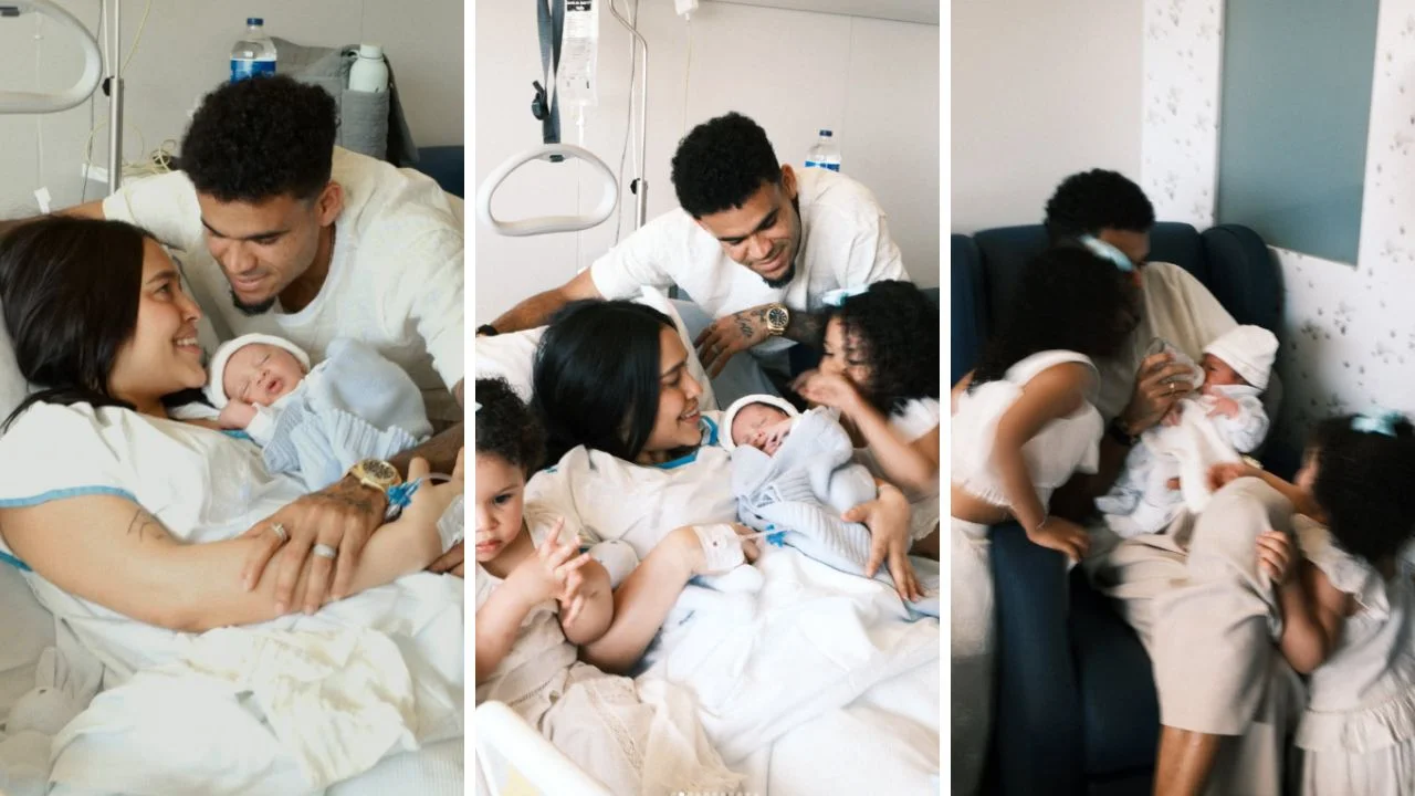 Foto de Luis Díaz con su esposa y sus hijos 