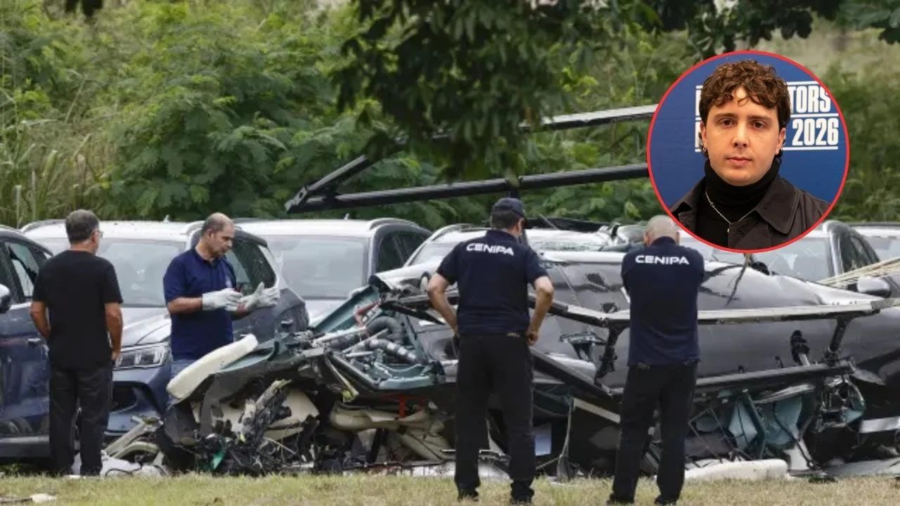 Fotografía del accidente de helicóptero donde murió Lucas Vignale.