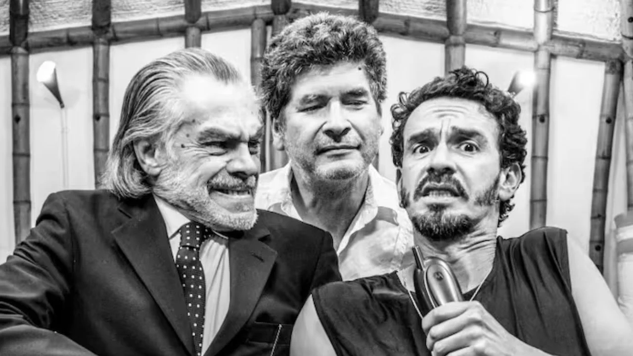 Waldo Urrego, Julio Hernán Correal y Óscar Alzate compartiendo talento en los ensayos de "La culebra.