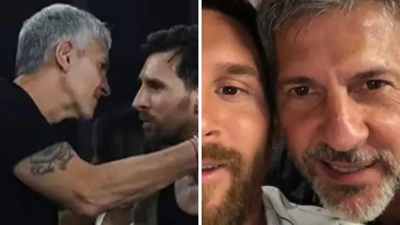 Collage de fotos de Leo Messi con su padre