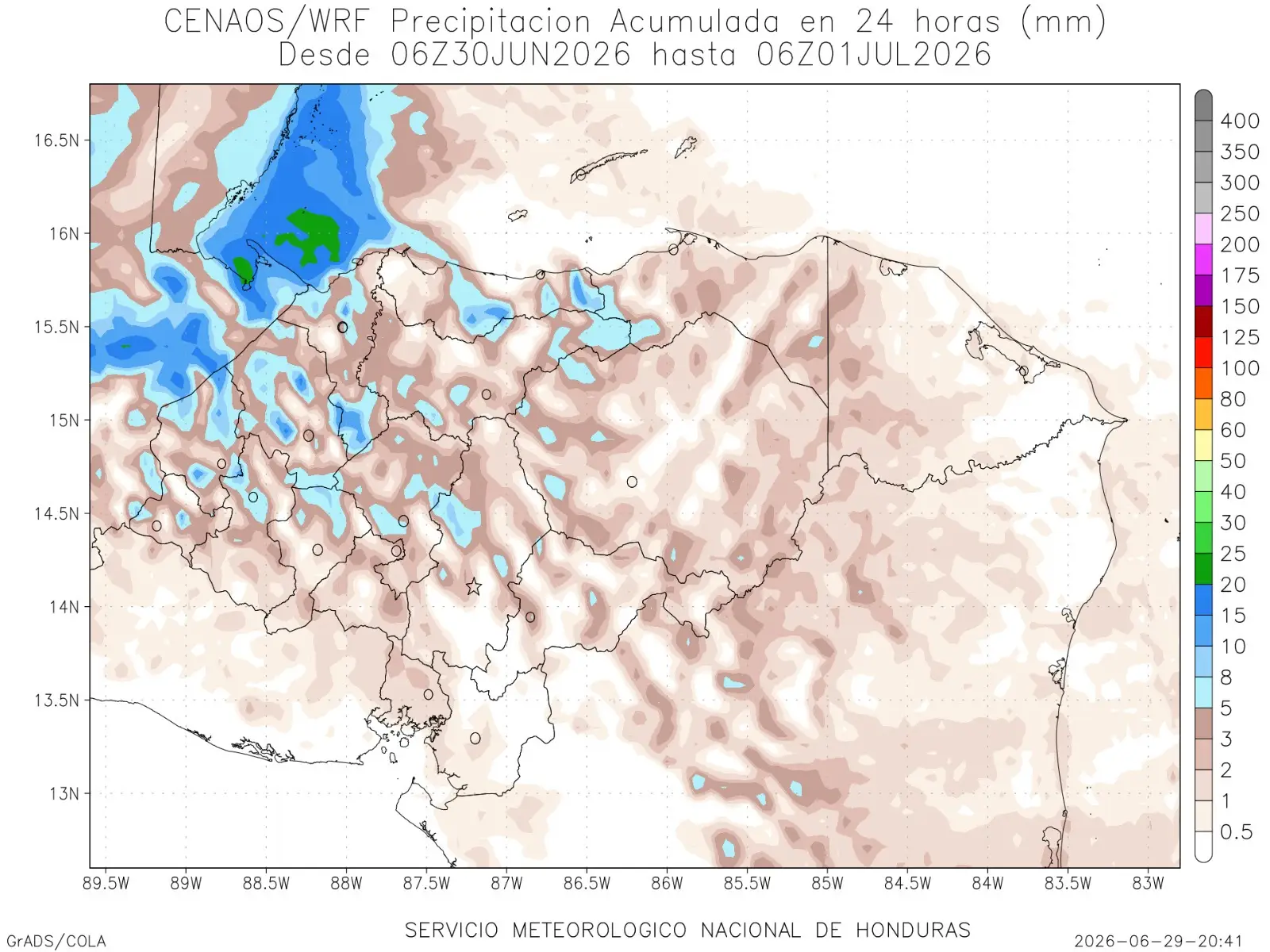 Estimación de lluvias en Honduras 
